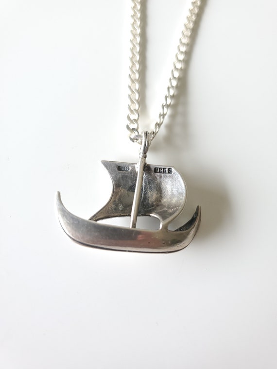 1970's Vintage Sailboat Sterling Silver Pendant N… - image 7