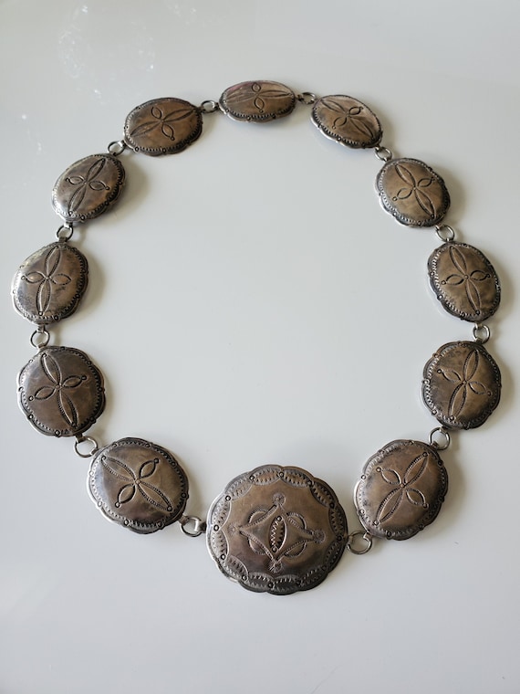 Heavy Heavy Early 1900's Vintage Native American Navajo Star Sterling Silver Concho Belt Old Heavy Heavy Early 1900's Vintage Native American Navajo Star Sterling Silver Concho Belt Old