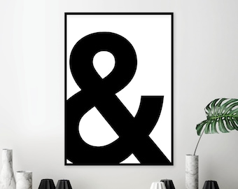 Printable Art, Ampersand, Black and White, Typography, Scandinavian Print, Minimalist Poster, Print, Downloadable, Poster, Art, Wall Art