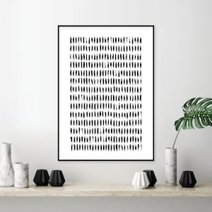 Grande oeuvre d'art murale scandinave, téléchargement numérique, affiche minimaliste moderne scandinave, coups de pinceau, monochrome nordique minimaliste, imprimable image 1