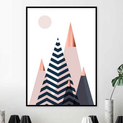 Printable Navy Rose Gold Wall Art Set of 3 Prints Bedroom Etsy Australia