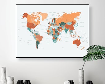 A5 A4 A3 A2 A1 A0 Sizes 3D WORLD MAP Giant Poster