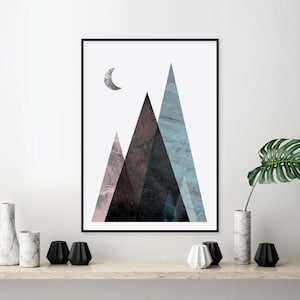 Minimalist Mountain Print, Scandinavian Nordic Wall Art (Digital Download)