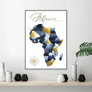wall décor downloadable prints minimalist map poster Africa map art Afrocentric