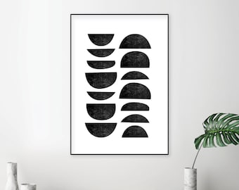 Scandinavian Geometric Art Print | Black & White Minimalist Poster (Digital Download)