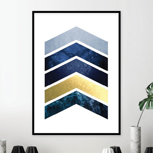 Printable Navy Blush Gold Wall Art Prints Geometric Etsy