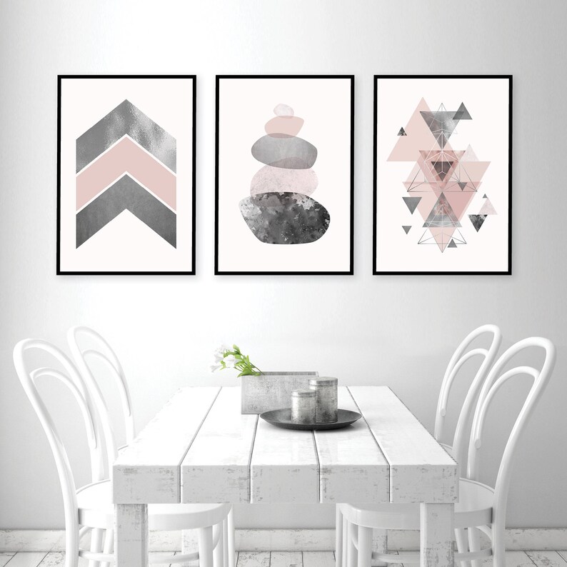 Set de 3 impresiones descargables rosa gris plata imprimible | Etsy