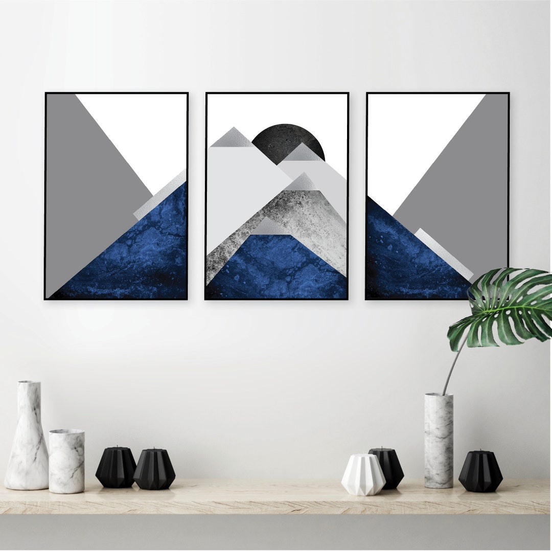 Set of 3 Scandinavian Mountain Printable Art Set Mountains - Etsy