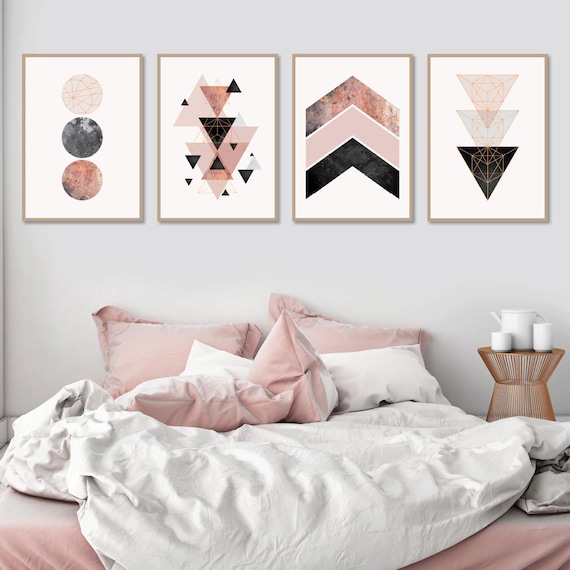 Pink grey and 2024 rose gold bedroom