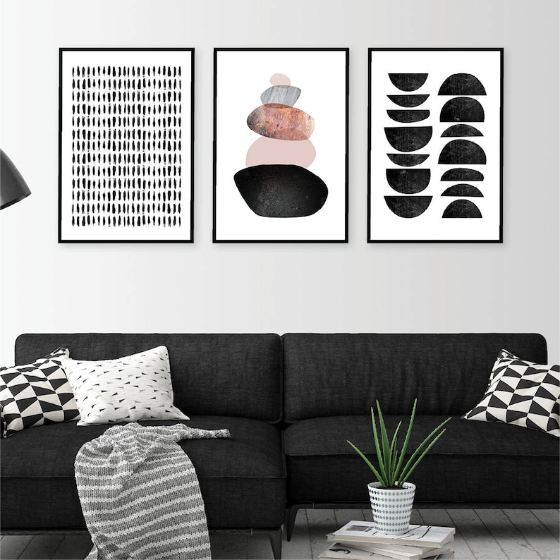 Black white prints Downloadable print set Black white art | Etsy