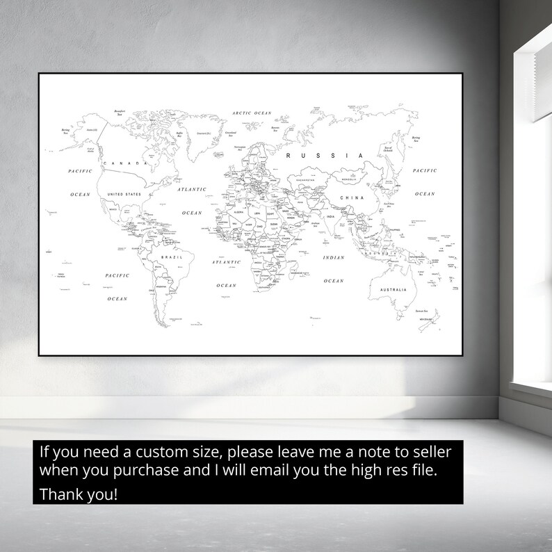 Extra Large Printable World Map Detailed Map of the World in - Etsy ...