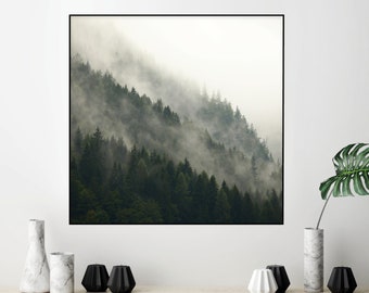 Nordic Misty Forest Print, Scandinavian Photography (Digital Download)