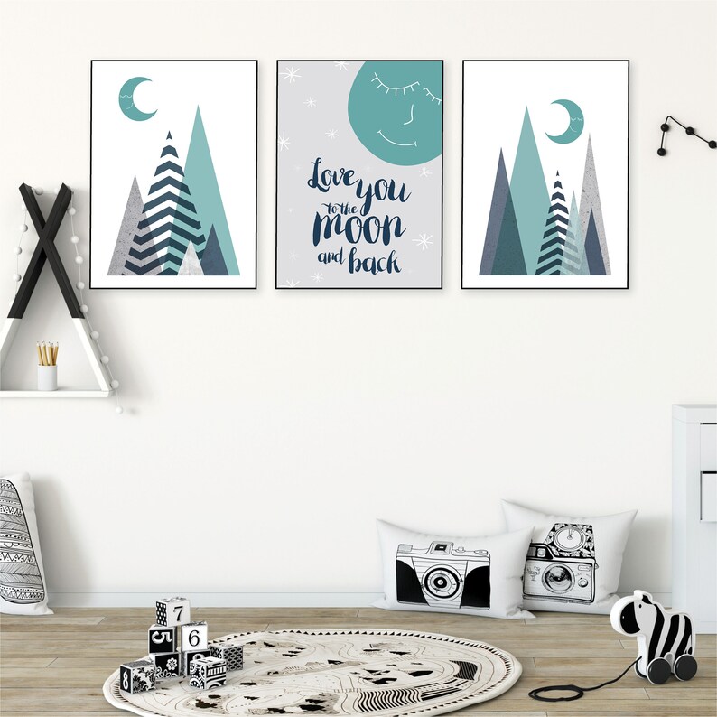 Wall Art Nursery Printables Scandi Mountain Art Nursery Wall Etsy