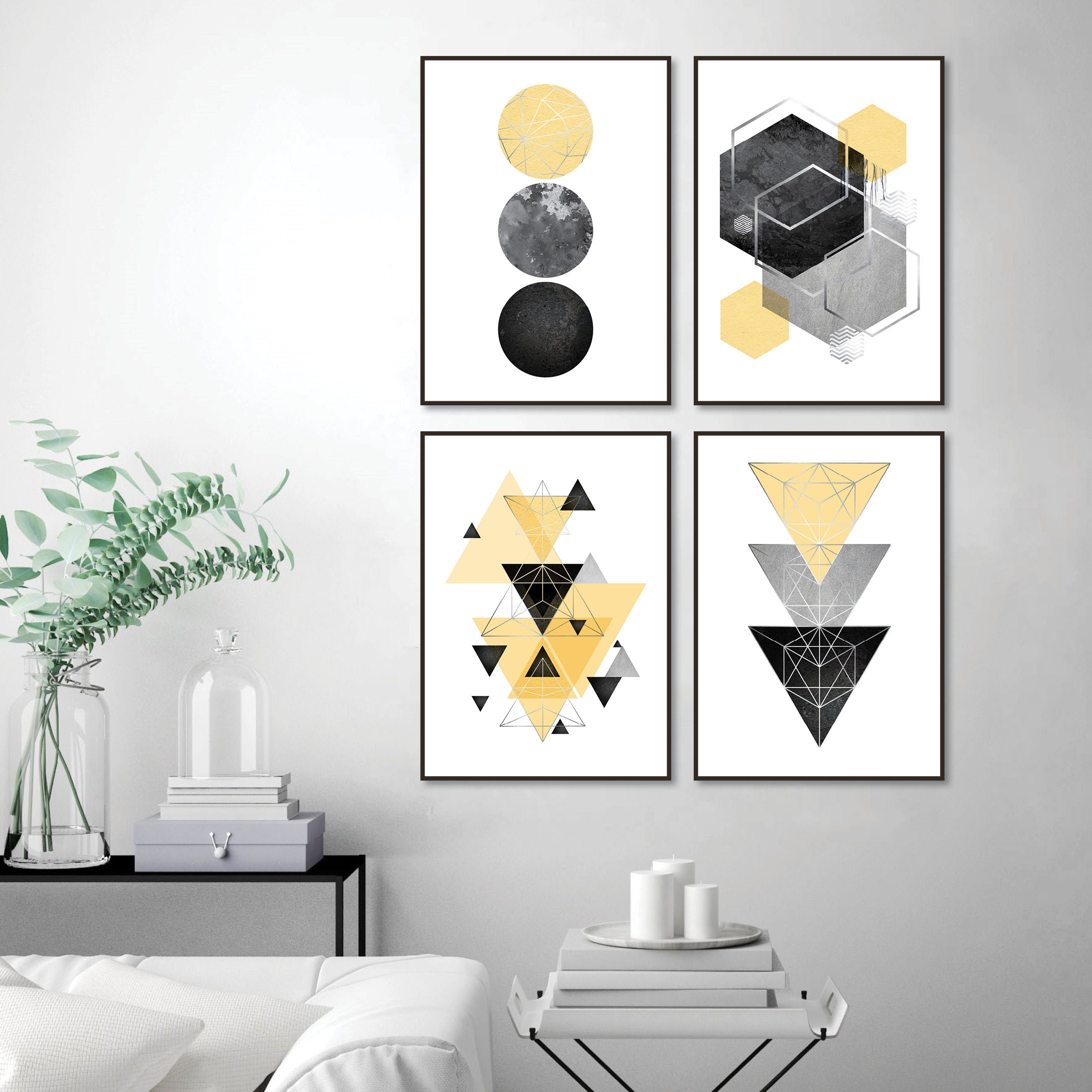 Set of 4 Printable Downloadable Prints Geometric 4 Print Etsy