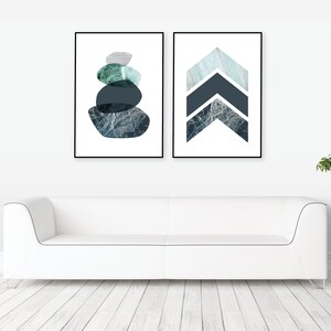 Set of 2 printable posters of balancing stones chevrons Scandinavian downloadable prints Minimalist Scandi wall art Modern bedroom wall art image 5