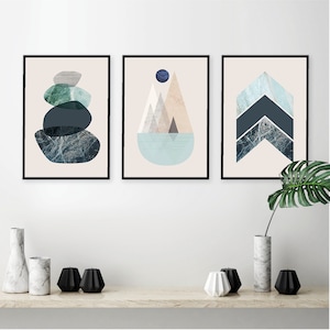 Downloadable prints, minimalist poster, set of 3 prints, scandinavian modern, wall art, minimalist print set, nordic poster, mountains art