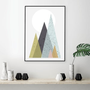 Downloadable Mountain Print, Mountain Printable Art, Mid Century, Scandinavian, Minimalist, Mountains, Modern, Print, Art, Living room art image 3