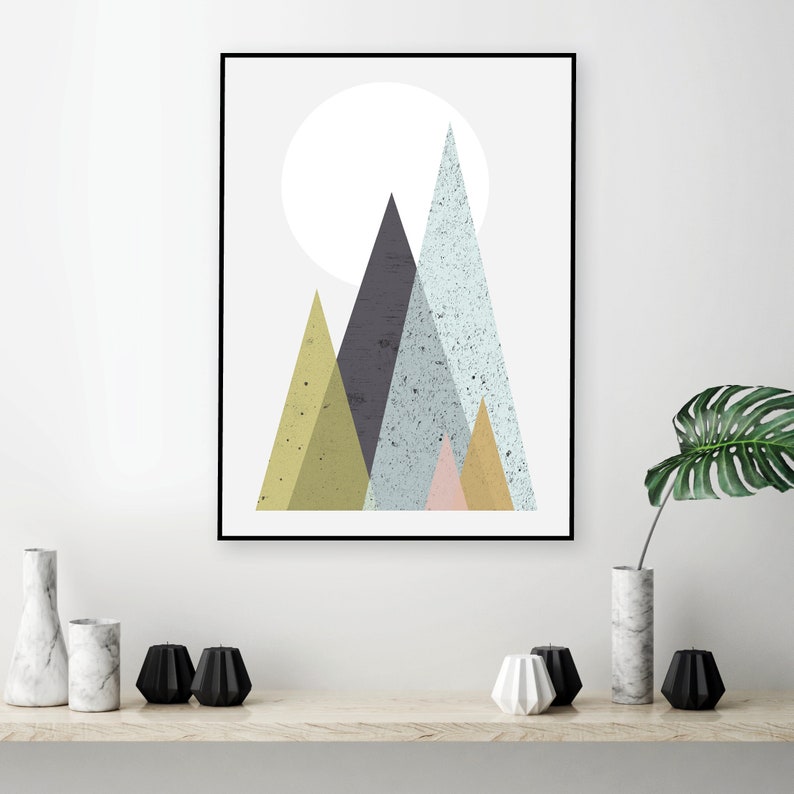 Downloadable Mountain Print, Mountain Printable Art, Mid Century, Scandinavian, Minimalist, Mountains, Modern, Print, Art, Living room art image 3