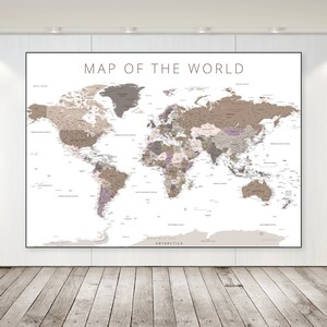 Muted Map Background Detailed World Map Poster, Muted Neutral Colors (digital Download) - Etsy