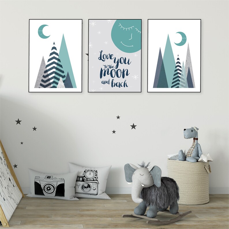 Wall Art Nursery Printables Scandi Mountain Art Nursery Wall Etsy