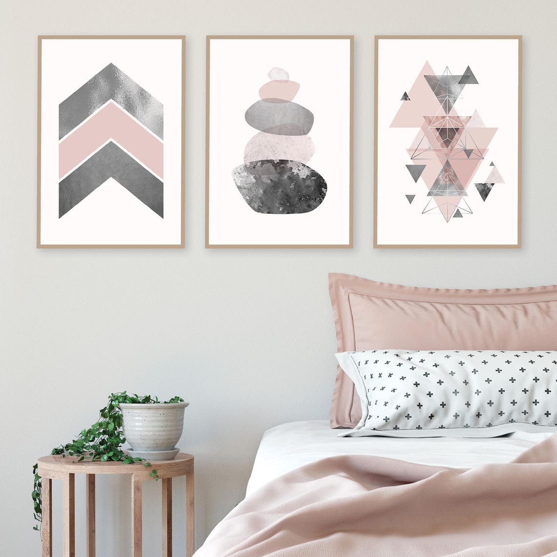 Set de 3 impresiones descargables rosa gris plata imprimible | Etsy