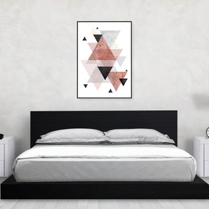 Printable scandinavian geometric wall art blush pink grey black and rose gold Large poster download geometrical wall decor Instant download image 8