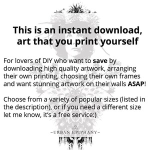 K&ouml;nnte beinhalten: Text&uuml;berlagerung auf einem Schwarzwei&szlig;bild einer Blume. Der Text lautet: "Dies ist ein sofortiger Download, Kunst, die Sie selbst drucken. F&uuml;r DIY-Liebhaber, die sparen m&ouml;chten, indem sie hochwertige Kunstwerke herunterladen, ihren eigenen Druck arrangieren, ihre eigenen Rahmen ausw&auml;hlen und atemberaubende Kunstwerke an ihren W&auml;nden haben m&ouml;chten, SOFORT! W&auml;hlen Sie aus einer Vielzahl beliebter Gr&ouml;&szlig;en (in der Beschreibung aufgef&uuml;hrt), oder wenn Sie eine andere Gr&ouml;&szlig;e ben&ouml;tigen, lassen Sie es mich wissen, es ist ein kostenloser Service:) ~URBAN EPIPHANY~"
