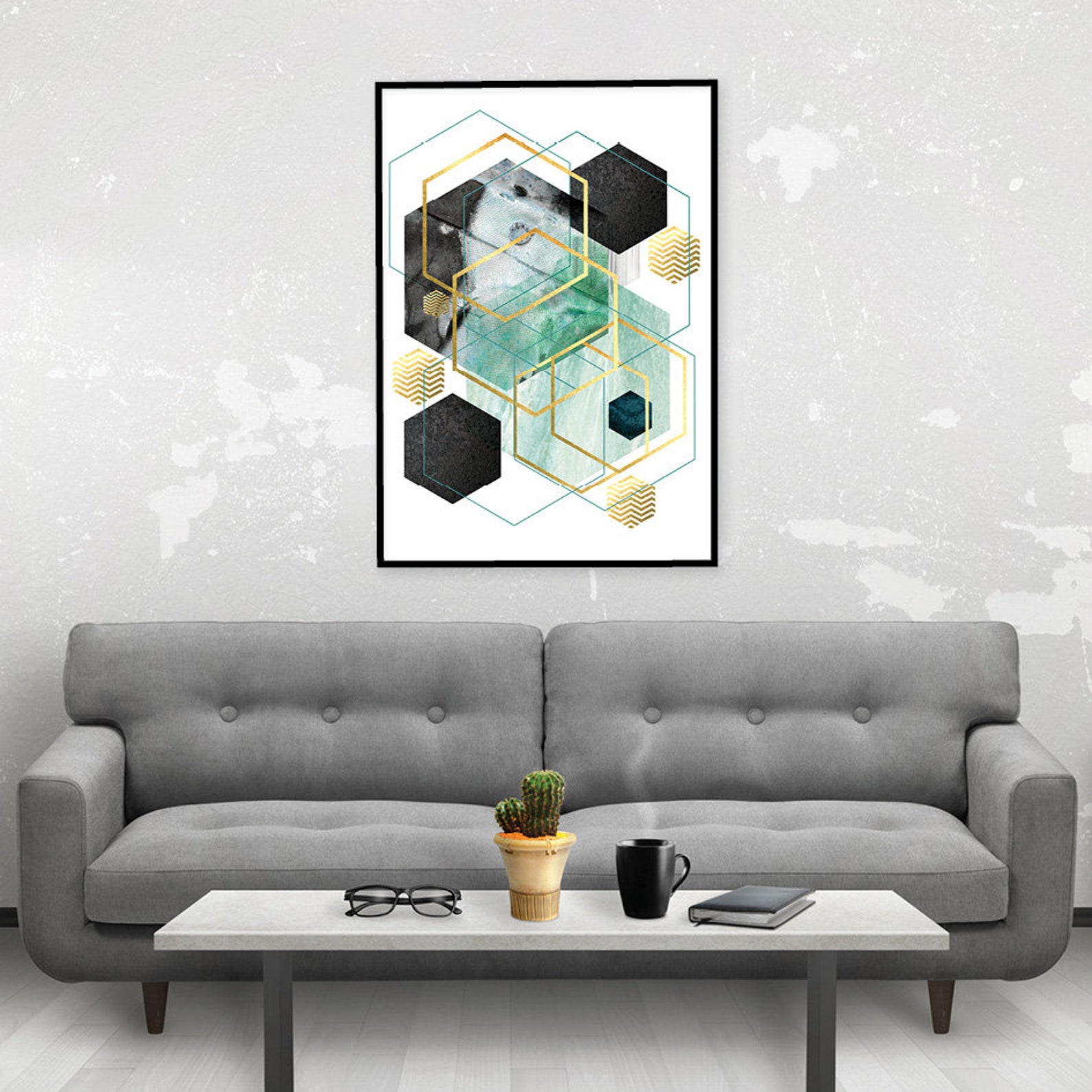 Downloadable prints Teal wall art Printable wall art Gold | Etsy