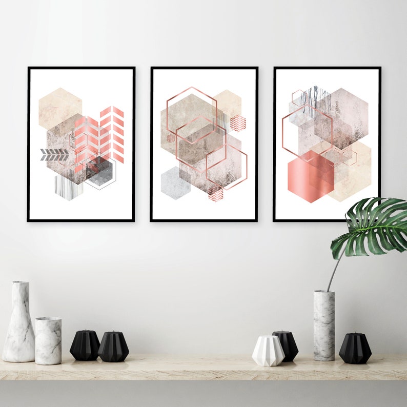 Geo Wall Art 61x91 Cm Posters Set of 3 Downloadable Prints Etsy