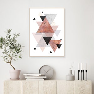 Printable scandinavian geometric wall art blush pink grey black and rose gold Large poster download geometrical wall decor Instant download image 9
