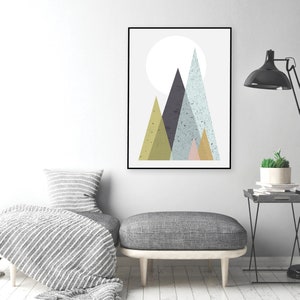 Downloadable Mountain Print, Mountain Printable Art, Mid Century, Scandinavian, Minimalist, Mountains, Modern, Print, Art, Living room art image 6