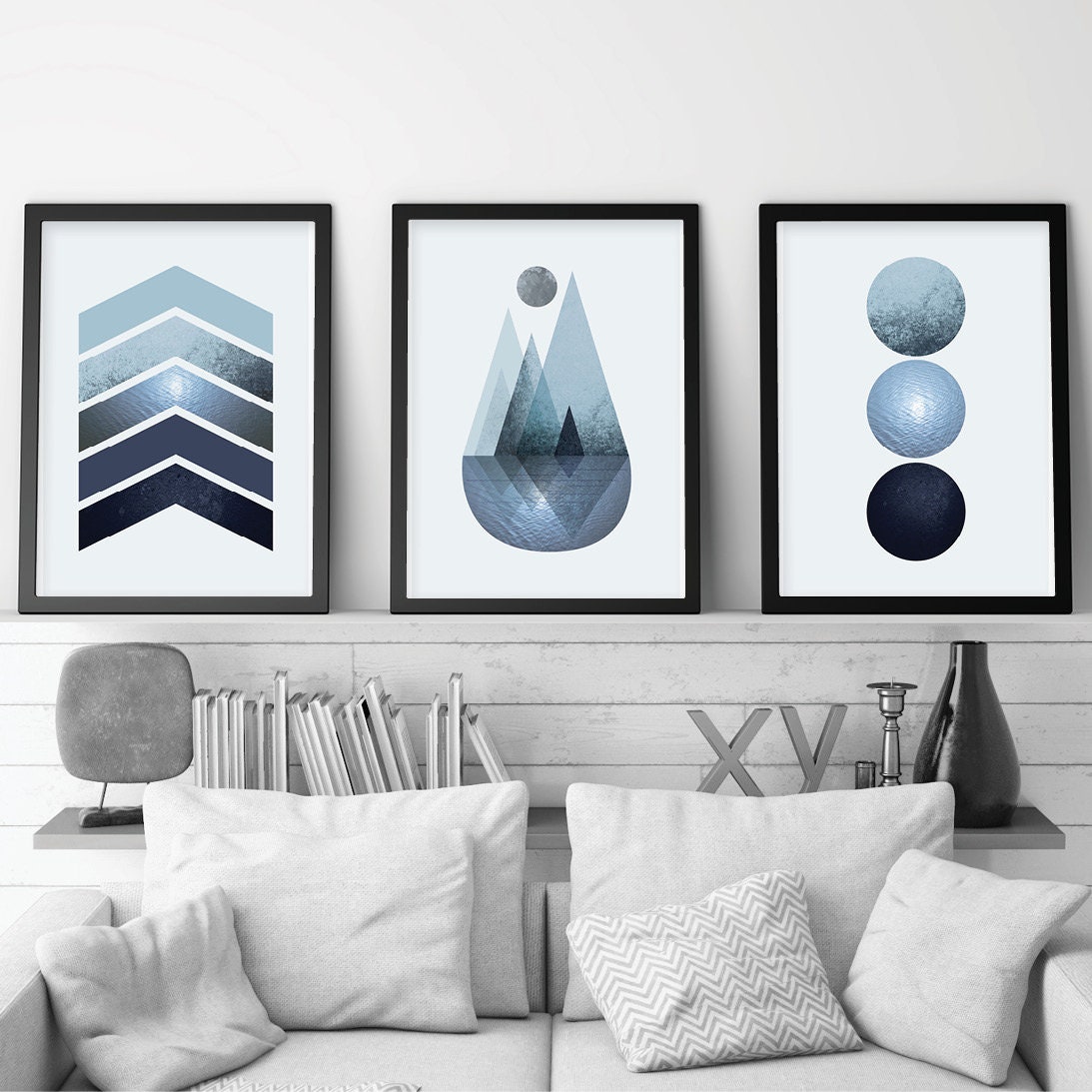 Set of 3 Navy prints Set of 3 Prints Navy Trending Now Art Etsy