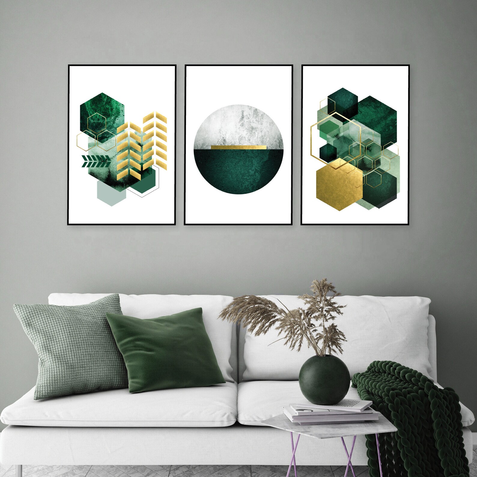 Emerald Green Geometric Downloadable Art, Green Gold Downloadable Print ...