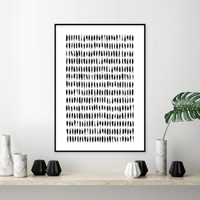 Grande oeuvre d'art murale scandinave, téléchargement numérique, affiche minimaliste moderne scandinave, coups de pinceau, monochrome nordique minimaliste, imprimable image 1