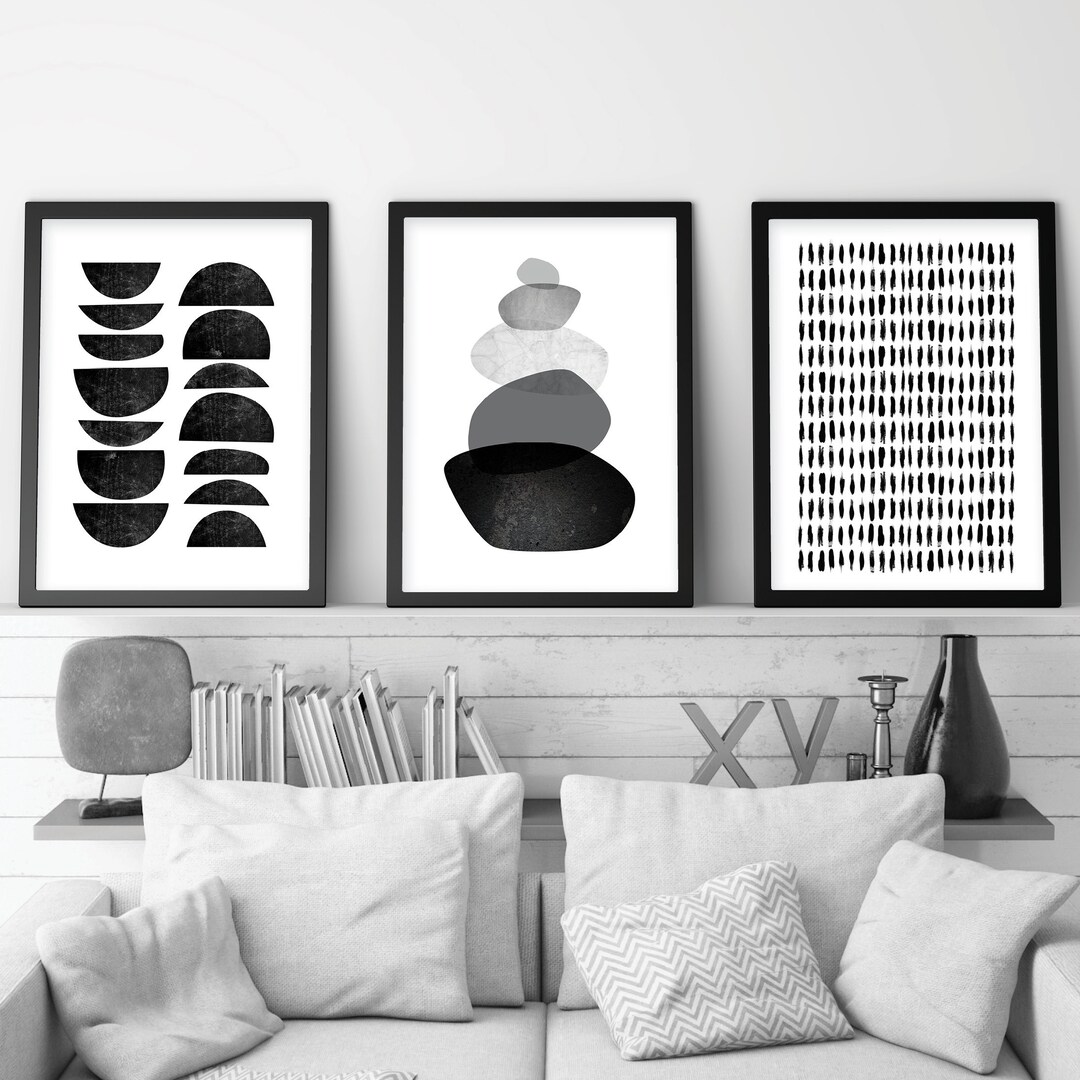 Black and White Printable Art, Set of 3 Minimalist Downloadable Prints ...