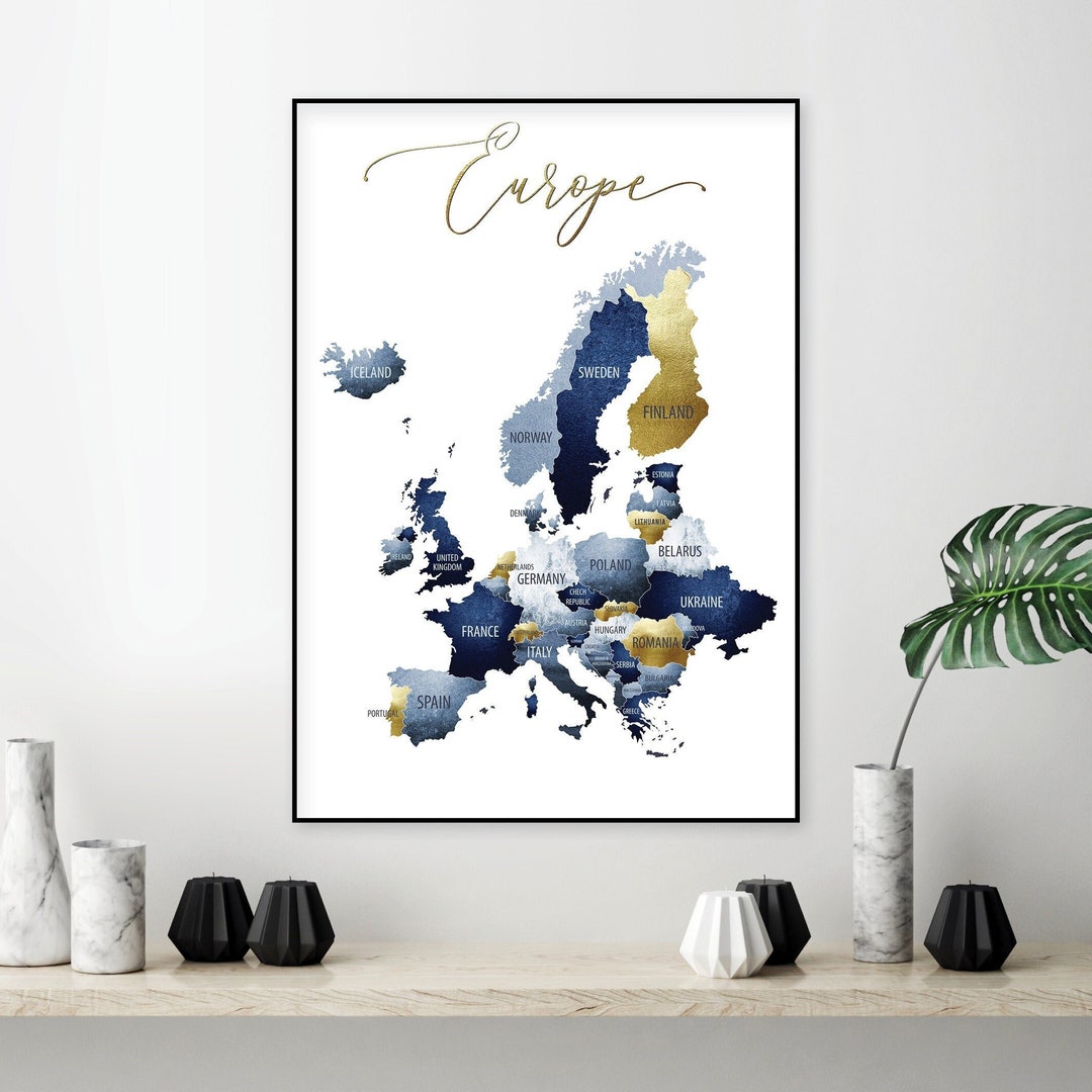 Downloadable Print of Europe Map, Printable Wall Map Europe, Large ...