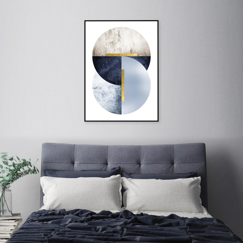 Modern Blue Geometric Wall Art Download Scandi Minimalist Etsy UK