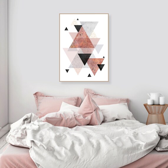 Druckbare Skandinavischen Geometrische Wandkunst Blush Pink Grau Schwarz Und Rose Gold Grosses Poster Herunterladen Geometrische Wand Dekor