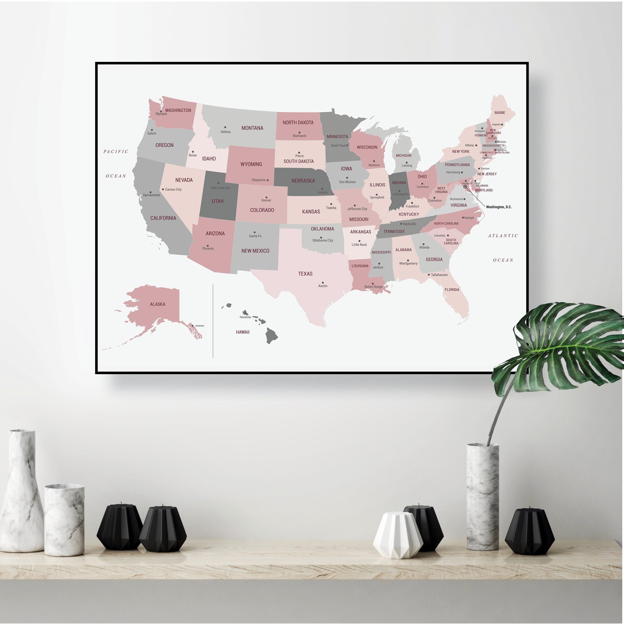 united states map instant download blush pink grey printable etsy australia