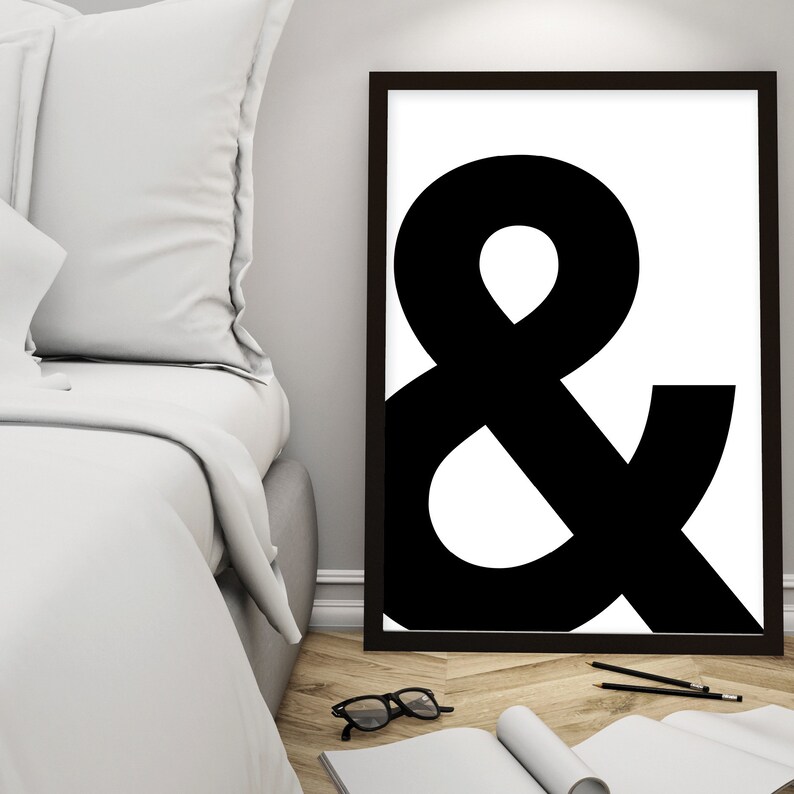 Minimalist Poster Art Printable Art Poster Black and White Scandinavian Print Wall Art Downloadable Typography Ampersand Print