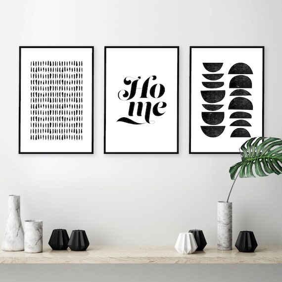Uitstralen afbreken Toeschouwer Zwart-wit minimalistische poster zwart-wit kunst set van 3 - Etsy België