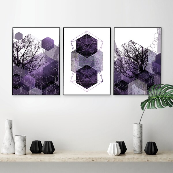 Purple Wall Art Etsy
