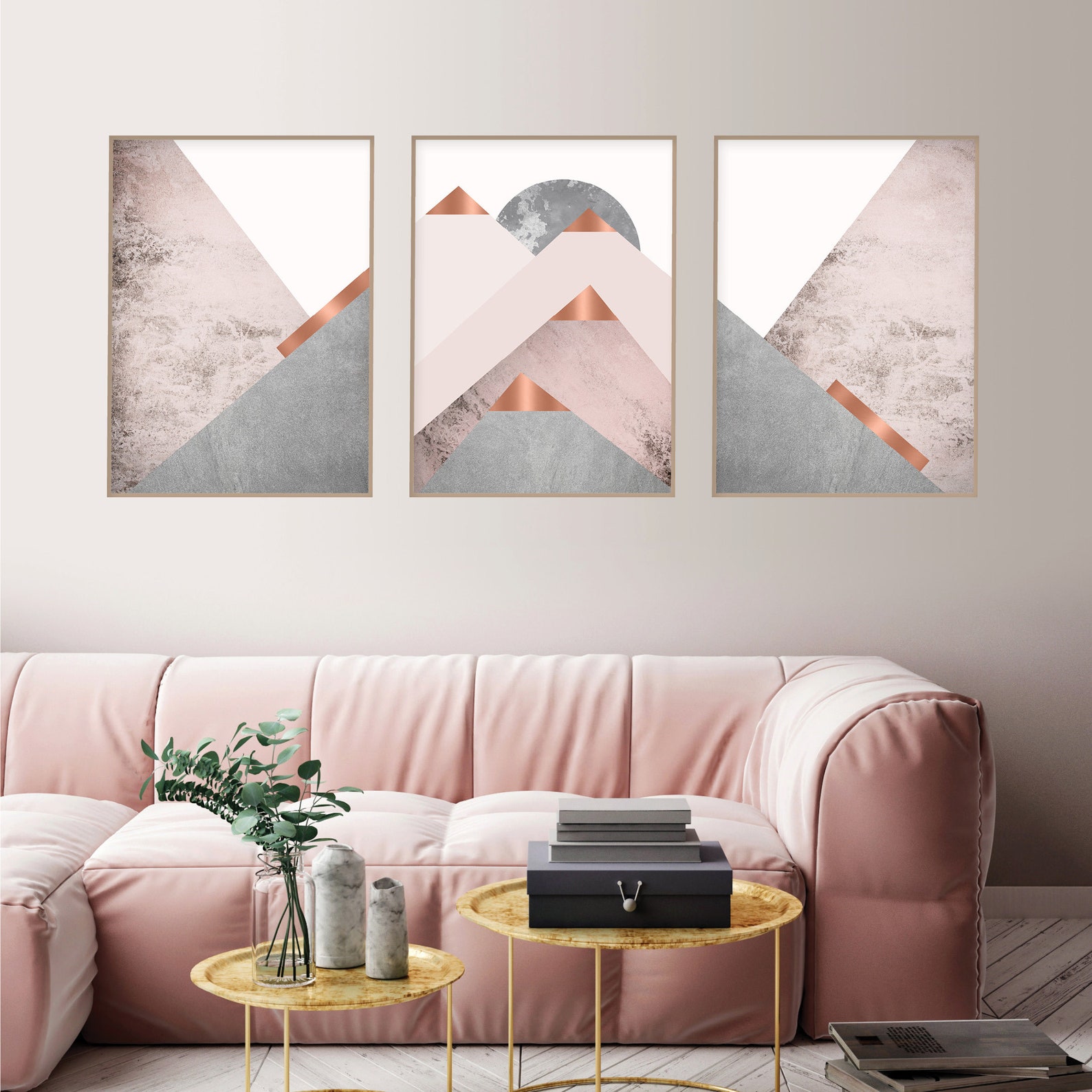 Downloadable Blush Pink Grey and Copper Scandinavian Mountains Etsy