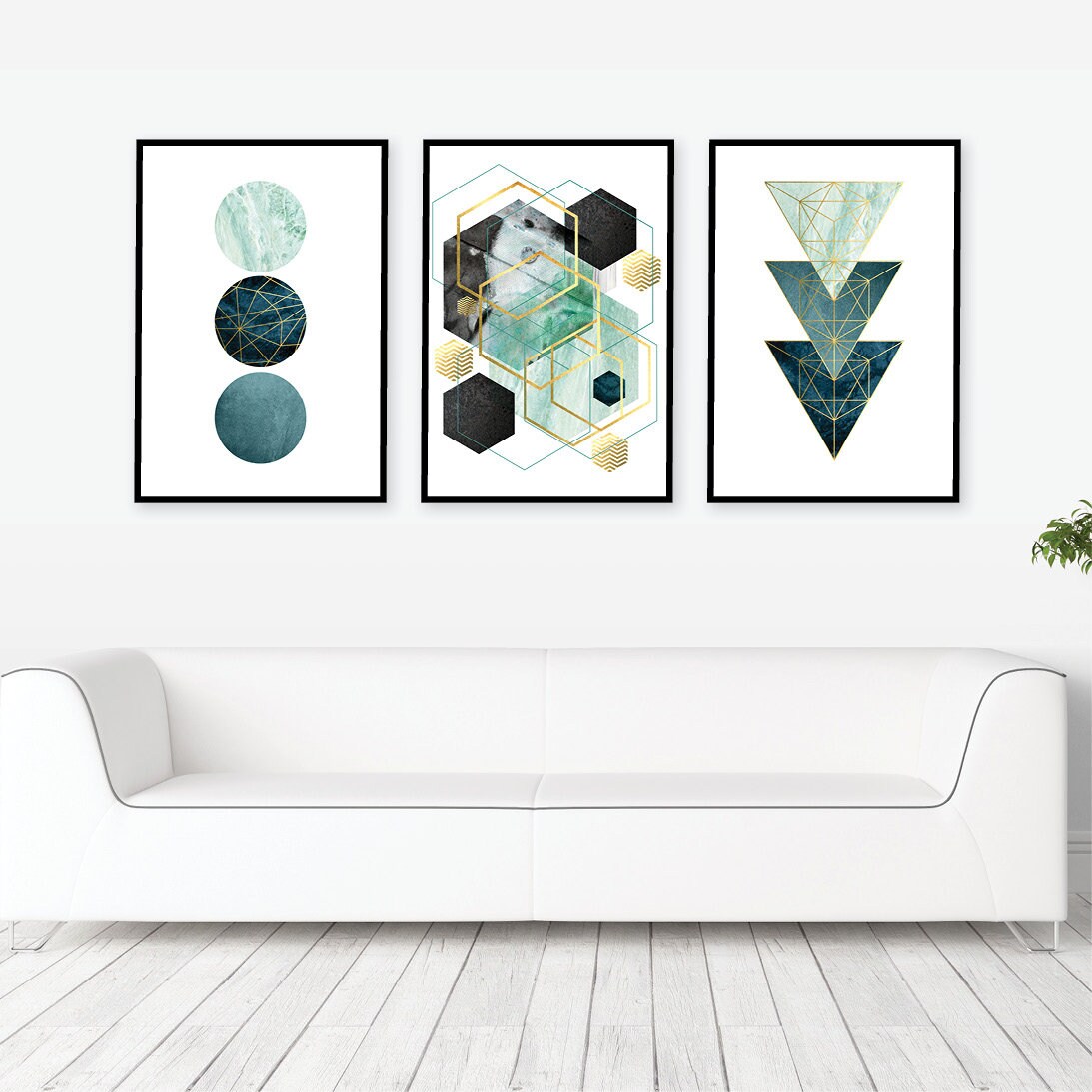 Downloadable Prints Teal Wall Art Printable Wall Art Set Gold - Etsy ...