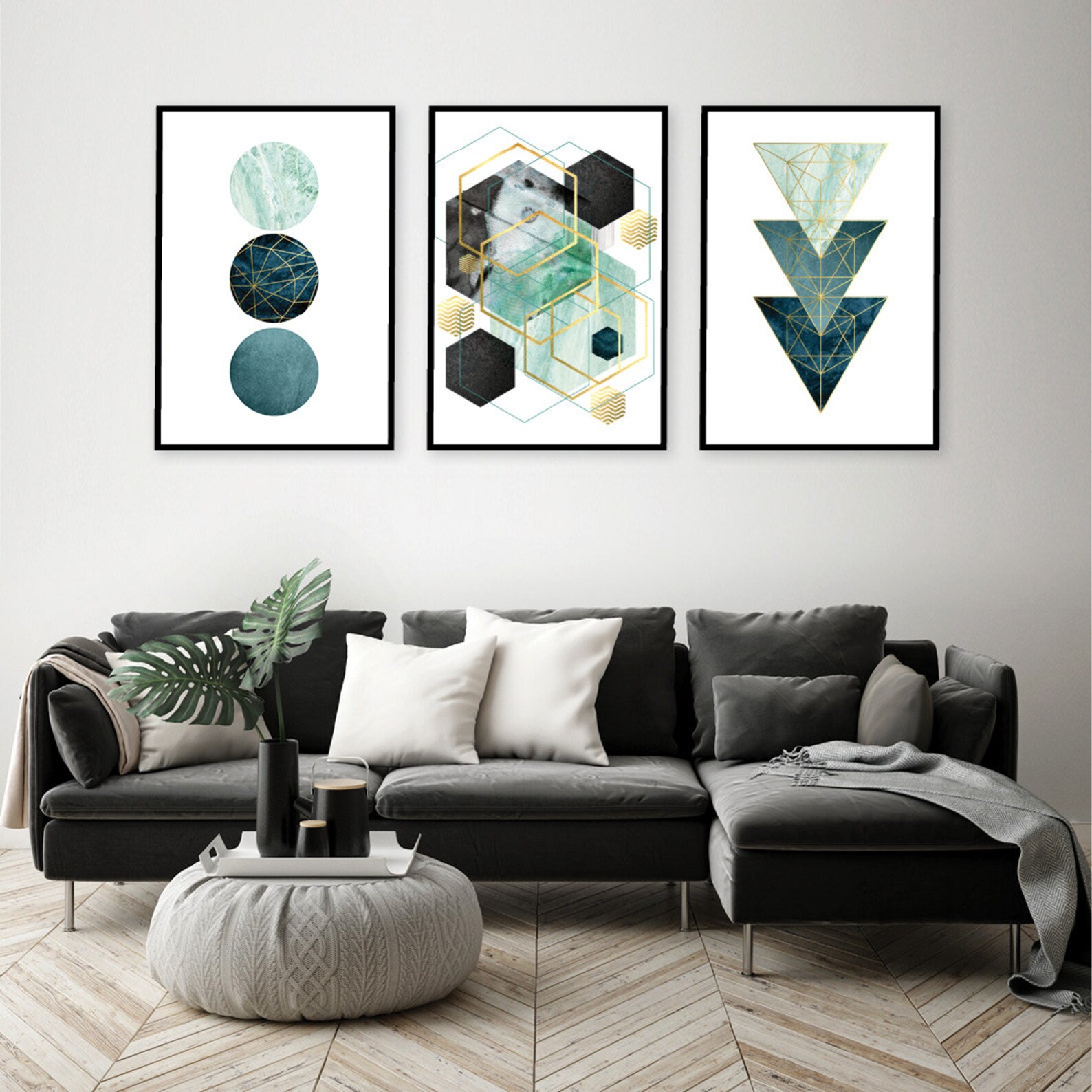 Downloadable Prints Teal Wall Art Printable Wall Art Set Gold Etsy