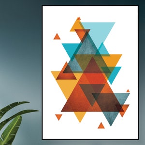 Geometrisches Dreieck Art Print, Petrol, Orange, Skandinavisches Dekor (Digitaler Download) Bild 10
