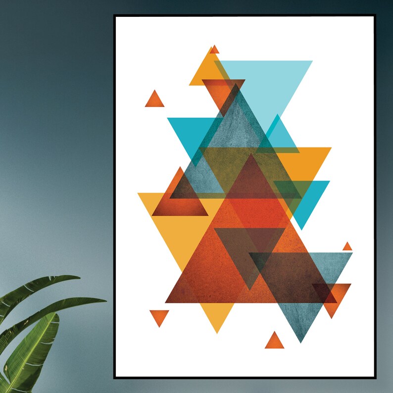 Geometrisches Dreieck Art Print, Petrol, Orange, Skandinavisches Dekor (Digitaler Download) Bild 10