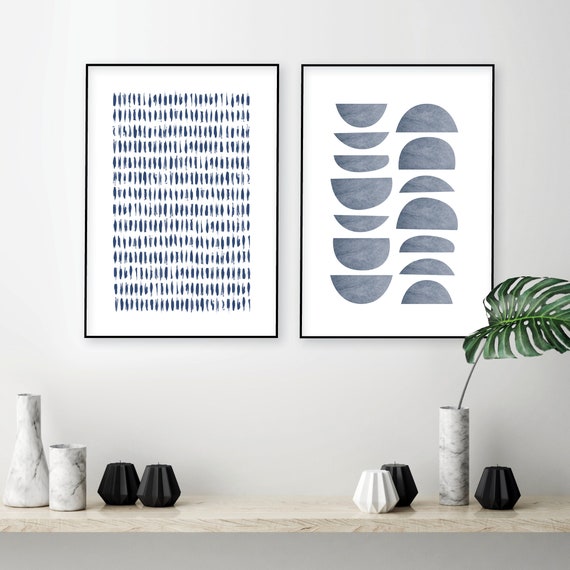 Set of 2 Printable minimalist poster, Downloadable Nordic print grey blue, Digital download Scandinavian modern, Powder blue wall decor