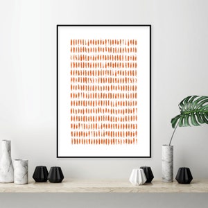Orange Print, Minimalistisch, druckbare Kunst, Pinselstriche, feuervergoldetes Orange, digitaler Download, A1 A2