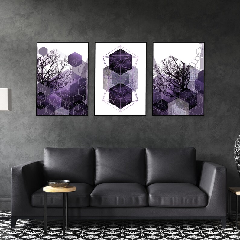 Purple wall art printable Digital download Abstract Etsy